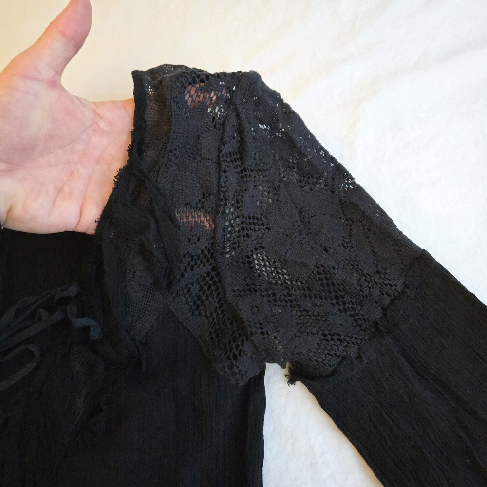 Free People Black Shipwreck Cove Fringed Mini Lace Dress (AHS Misty Day) EB3 - Picture 5 of 16